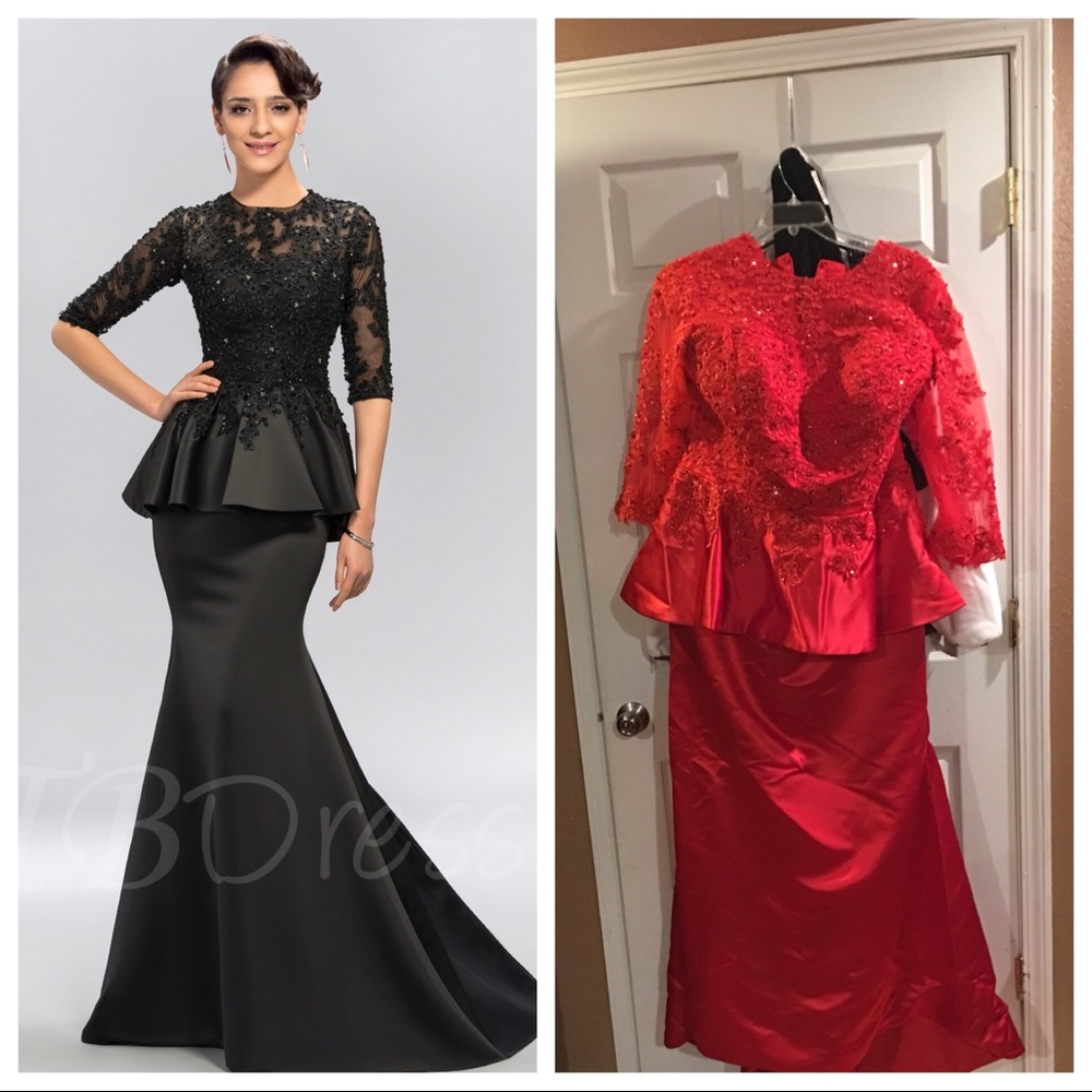 NWOT Red Peplum fishtail formal dress